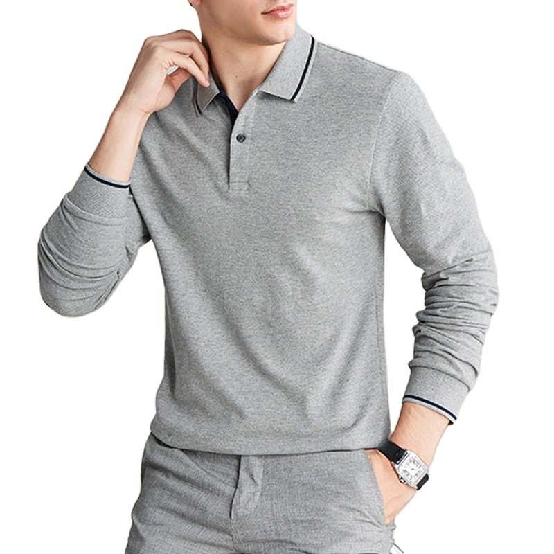Custom new design embroidered pattern golf shirt men's polo shirt long sleeve cotton golf t-shirt for men