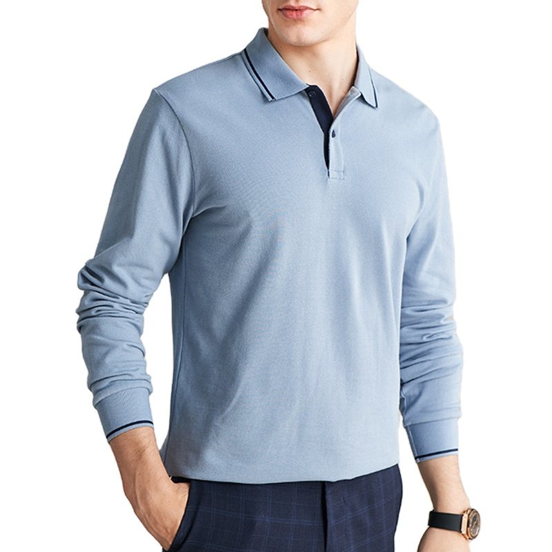 Custom new design embroidered pattern golf shirt men's polo shirt long sleeve cotton golf t-shirt for men
