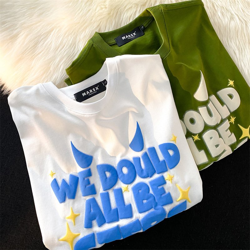 Wholesale Cotton Outdoor sports casual short sleeve Custom 3D Puff Print Plain T Shirt Foam Screen Plus Size Men's T-Shirts