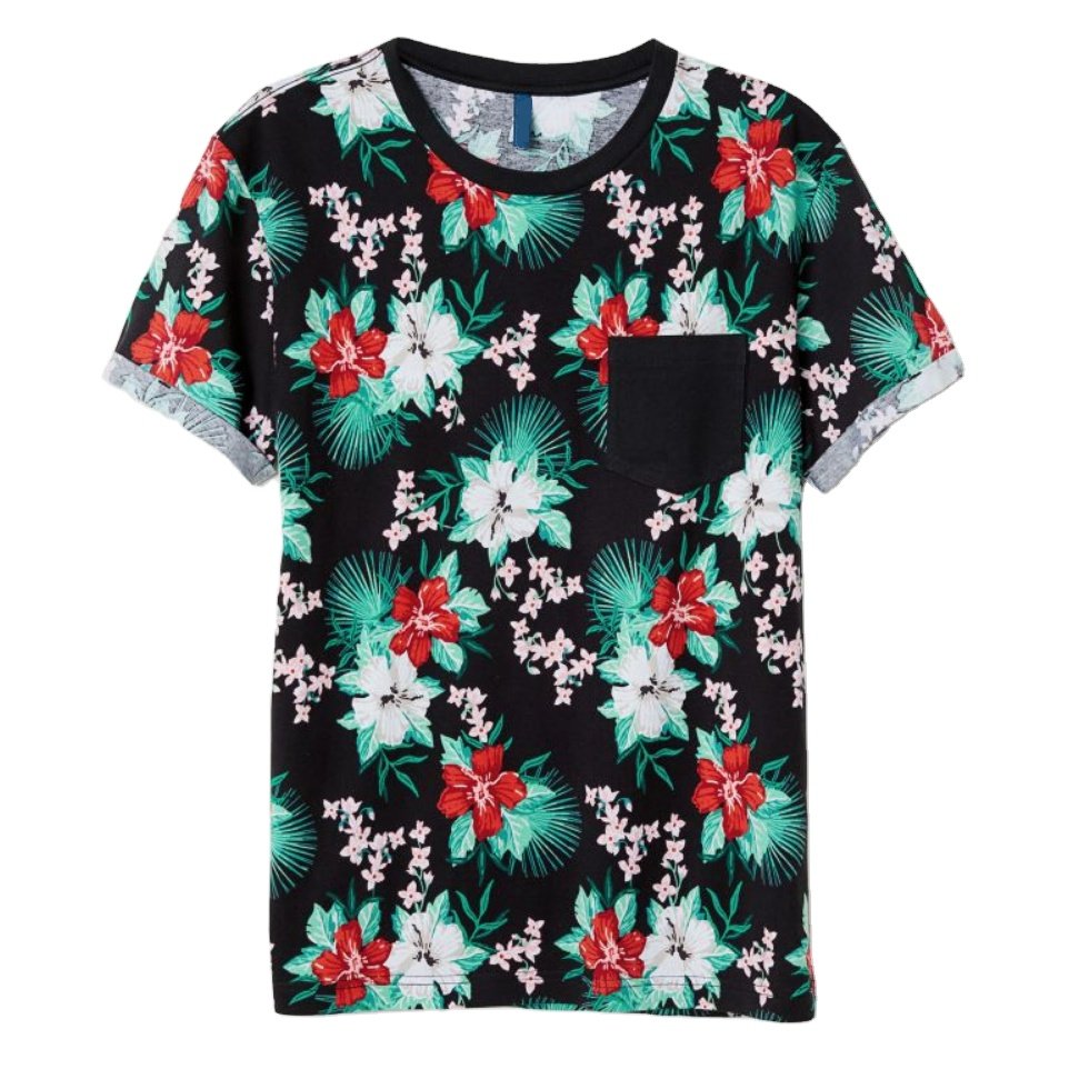 Hot Selling Men Apparel Clothing Blank Plain T shirt O-Neck 100% Cotton Custom Logo Floral Printing T-shirt From Bangladesh