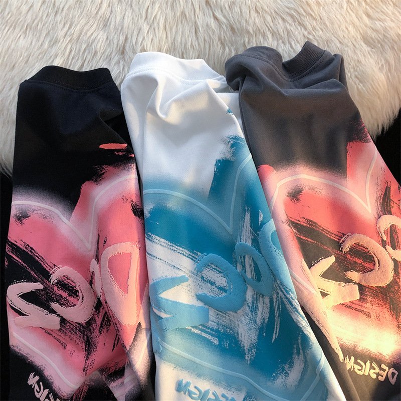 Wholesale Cotton Outdoor sports casual short sleeve Custom 3D Puff Print Plain T Shirt Foam Screen Plus Size Men's T-Shirts