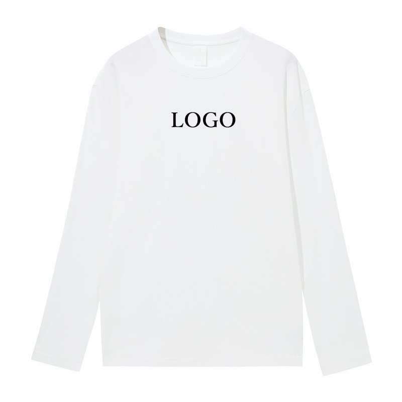custom t shirt comfortable loose heavy 220gsm 100% combed cotton solid color long sleeve men basic tshirt