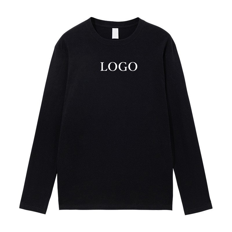 custom t shirt comfortable loose heavy 220gsm 100% combed cotton solid color long sleeve men basic tshirt