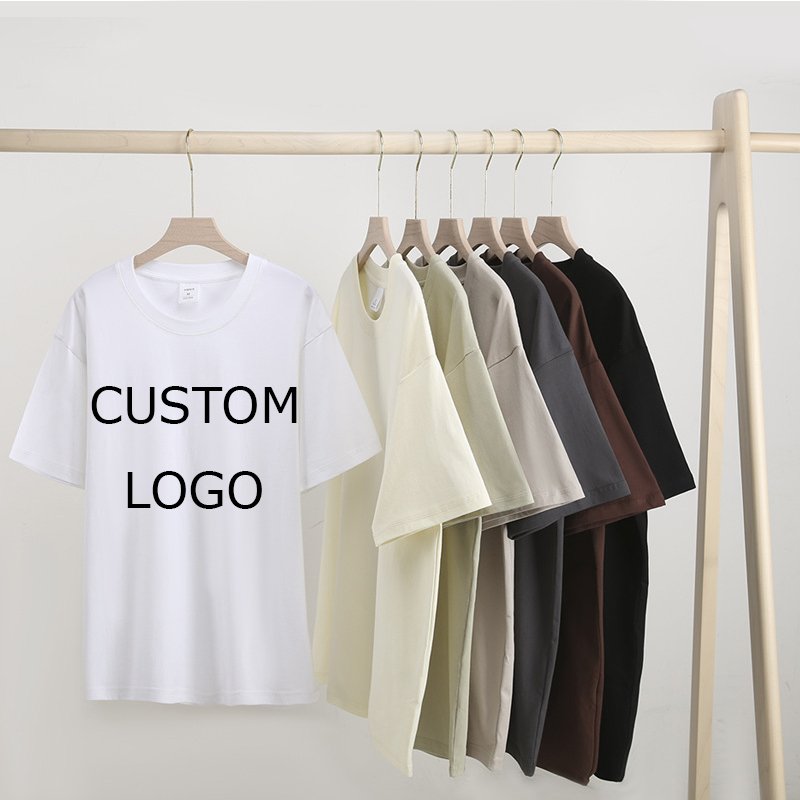 Slim-fit Tee Shirt Blanc 180-280gsm 100% Cotton Fitted Blank Tshirt Custom Embroidery Puff Screen Print Logo Quality T Shirt