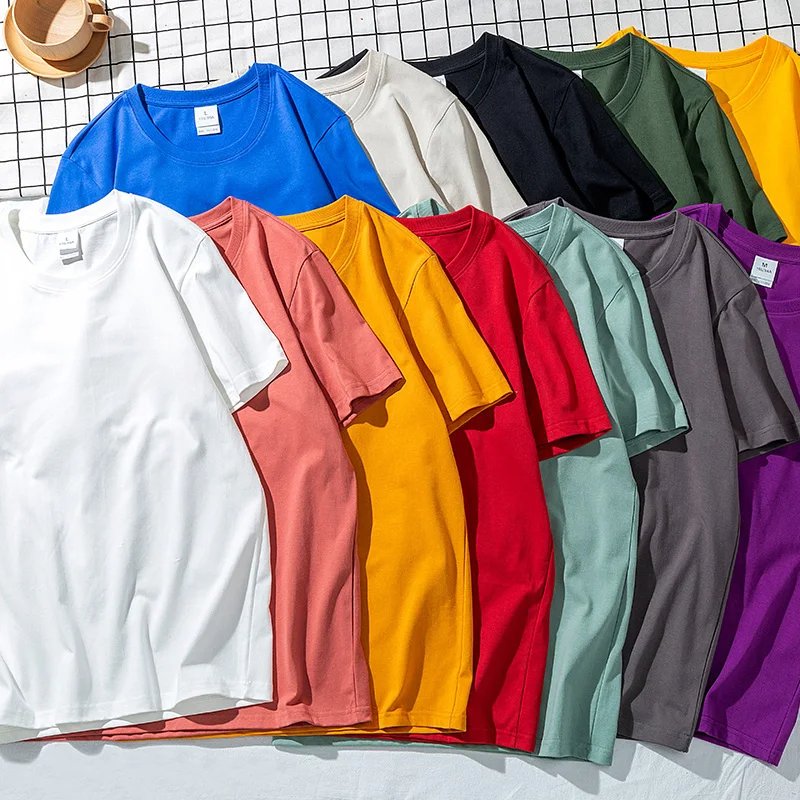 Oversized Summer Short Sleeve Men's T Shirt New Fashion Solid Loose O-Neck T Shirts Mens Cotton Hip Hop Streetwear Top Tees 5XL