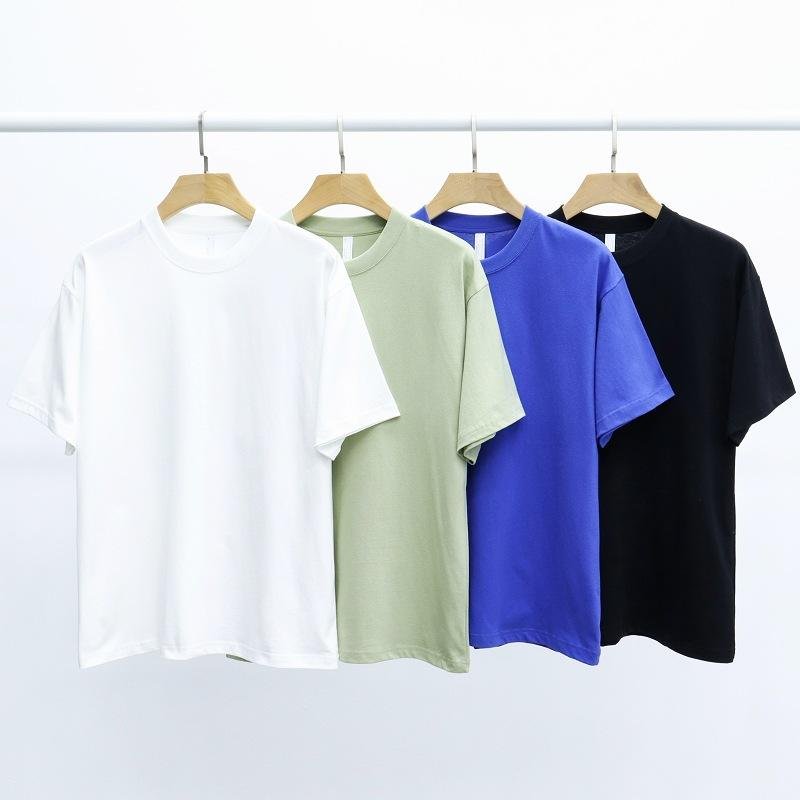 Summer New Heavyweight Blank American Vintage Baggy 100% Cotton T-Shirt High Street Fog Small Neckline Ins Men'S T-Shirt