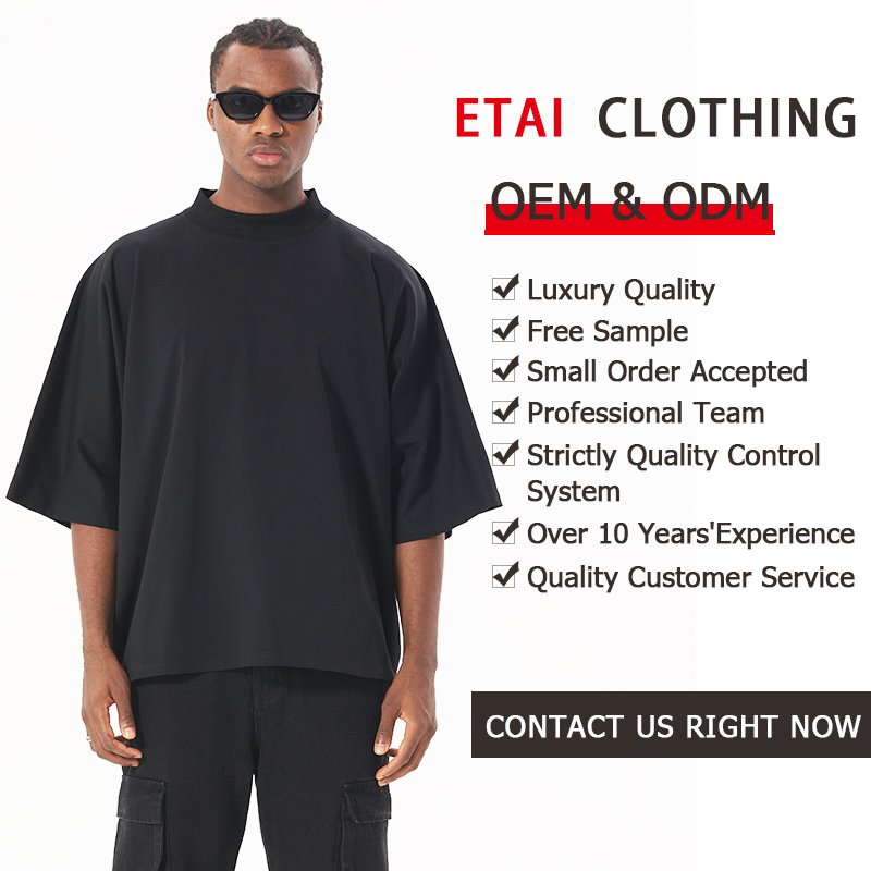 300gsm heavyweight thick collar boxy fit t-shirts black custom letter logo men oversized tshirts