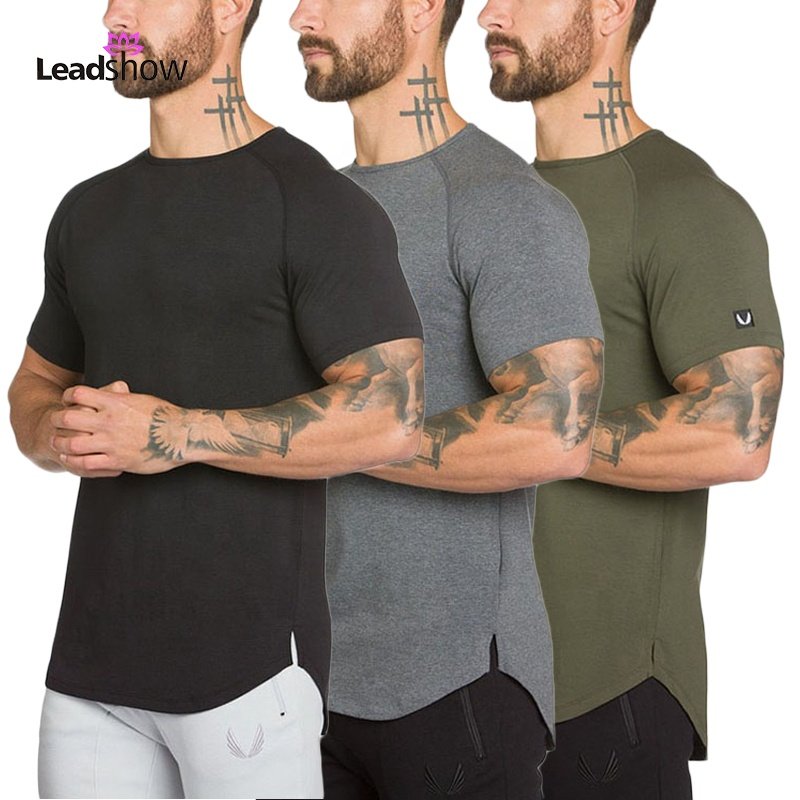 Mens fitness apparel Blank Custom Cut Off Workout Fitness Tracksuit Polyester Mens Gym Wear Mens T Shirt