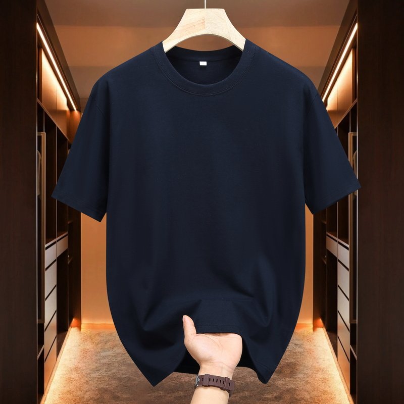Wholesale Price Virgin Cotton Fabric Men's T-shirt Solid Color High Street Style