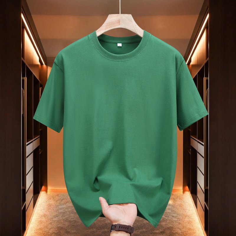 Wholesale Price Virgin Cotton Fabric Men's T-shirt Solid Color High Street Style