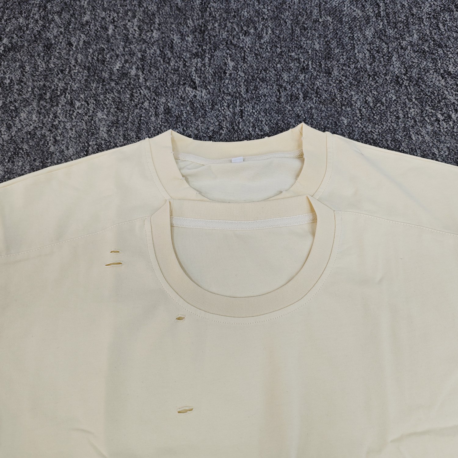 Custom T-shirt Double Collar Short Sleeve Print Boxy Distressed Tee Shirt Vintage Faded Washed T Shirt Men t shirt design