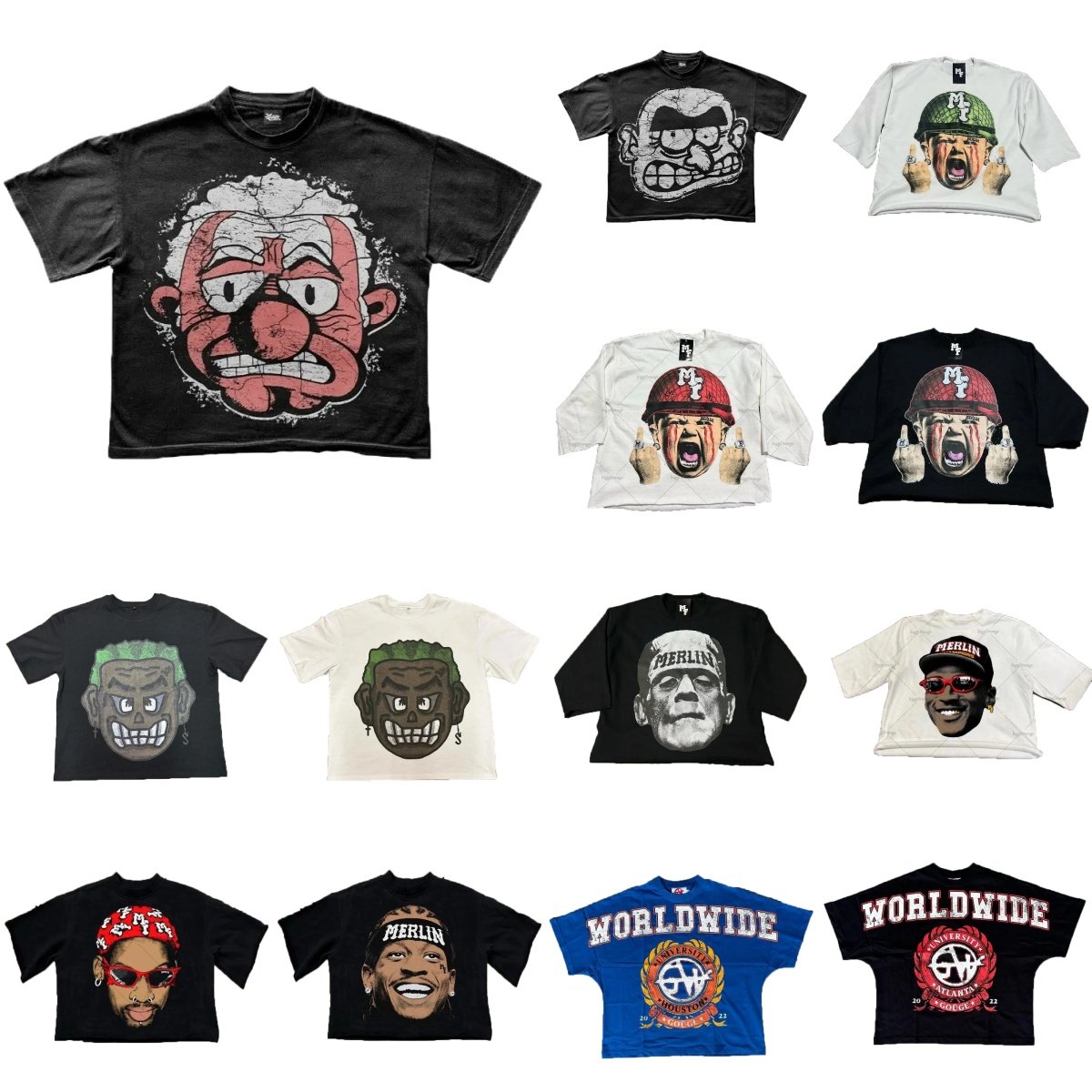 Men's T Shirts Y2k Harajuku Printed T-shirts And American Fashion Brand Oversized Short-sleeved Tops Men Retro Casual Wear