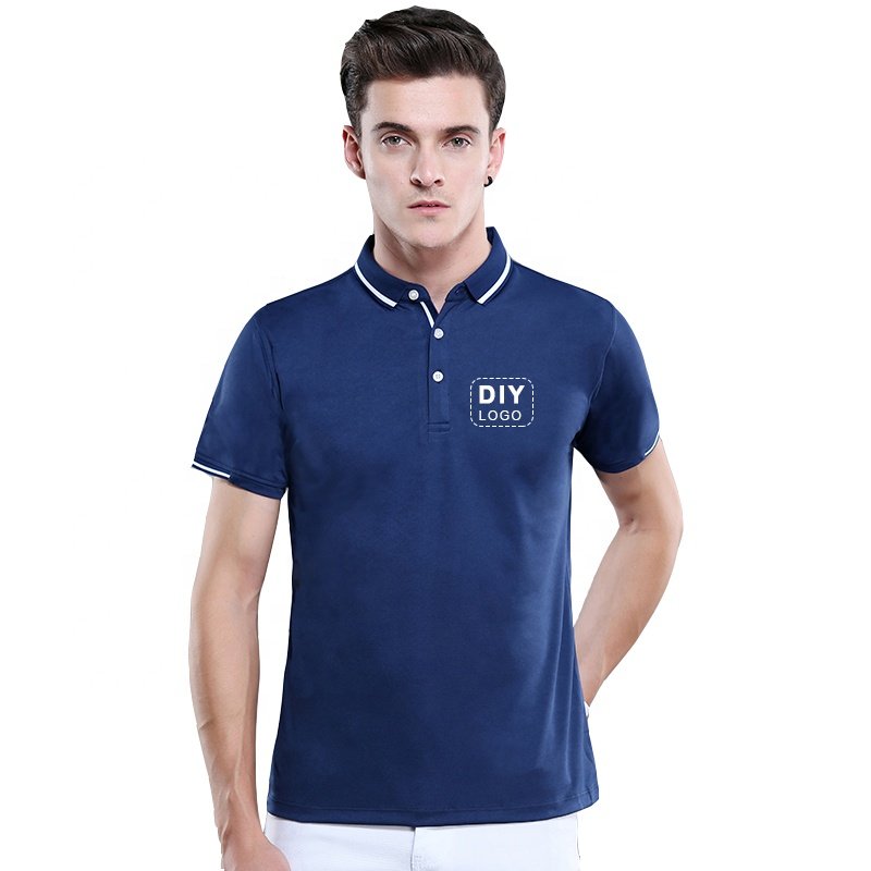 YYW Wholesale high-quality ice silk short-sleeved knitted polo shirt men's clothing lapel slim casual T-shirt men