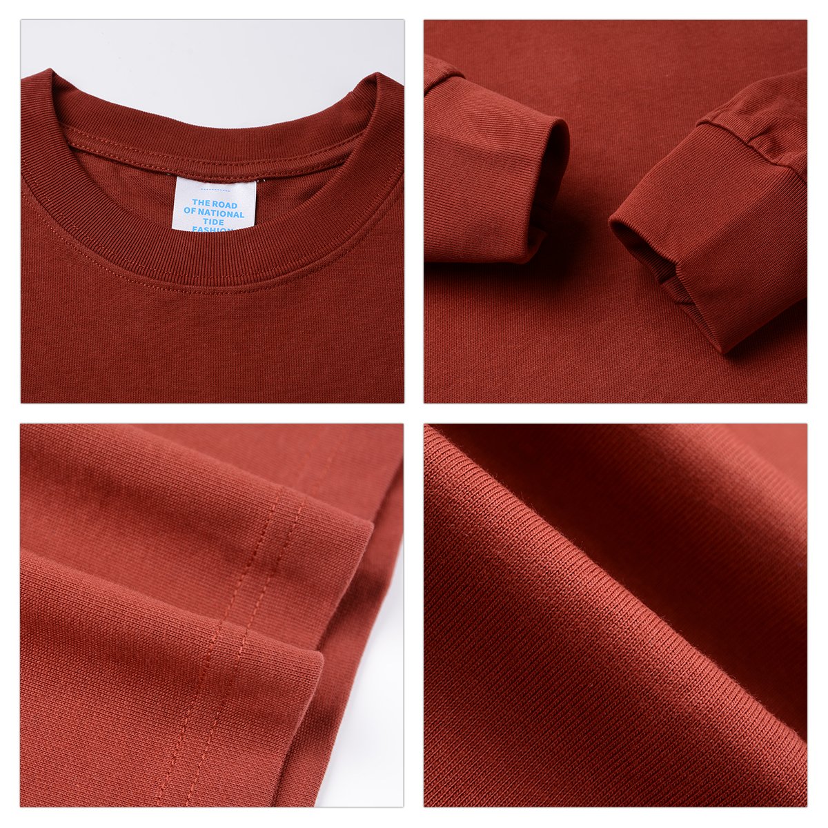 Heavyweight 305GSM custom high quality 100% cotton long sleeve t shirt for custom logo men tshirt Custom Unisex Loose T-shirt