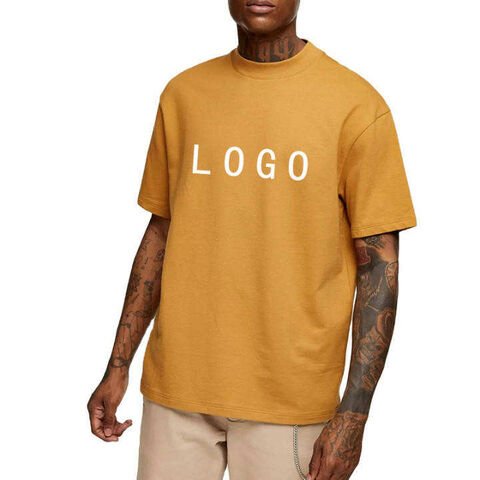 Custom Oversized Mock Neck Heavy Weight 100% Cotton Blank T Shirt Men's t-shirts