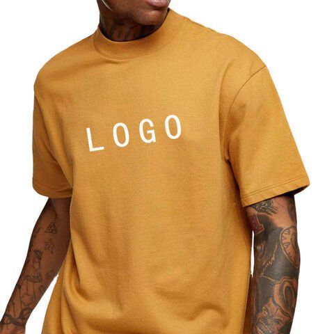 Custom Oversized Mock Neck Heavy Weight 100% Cotton Blank T Shirt Men's t-shirts