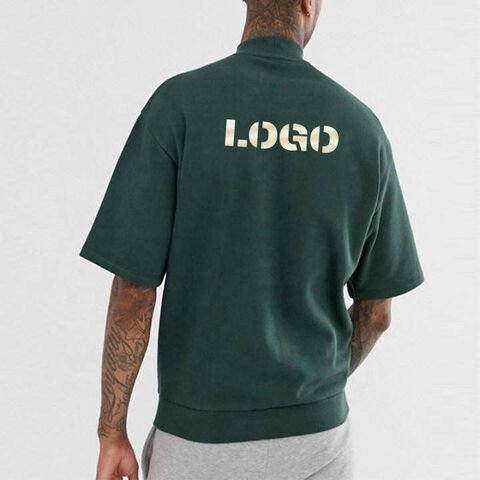 Custom Oversized Mock Neck Heavy Weight 100% Cotton Blank T Shirt Men's t-shirts