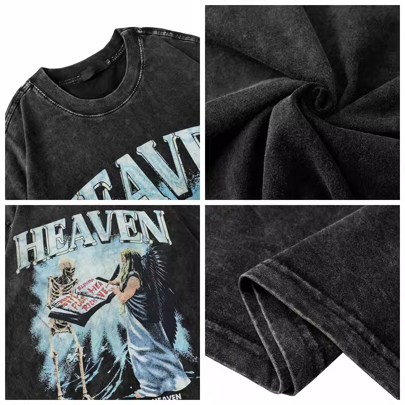 Customized summer acid washed oversize T-shirt digital printing Heavy men's t shirt