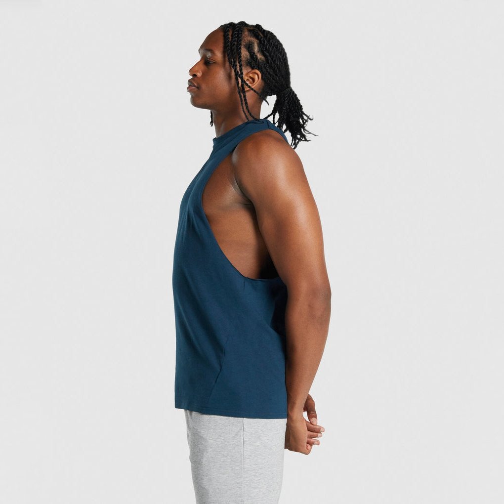 Logo Print Sleeveless Men's T Shirts Dropped Armhole Tank Tops Plain Gym Vests Blank Sport Tank Top Men