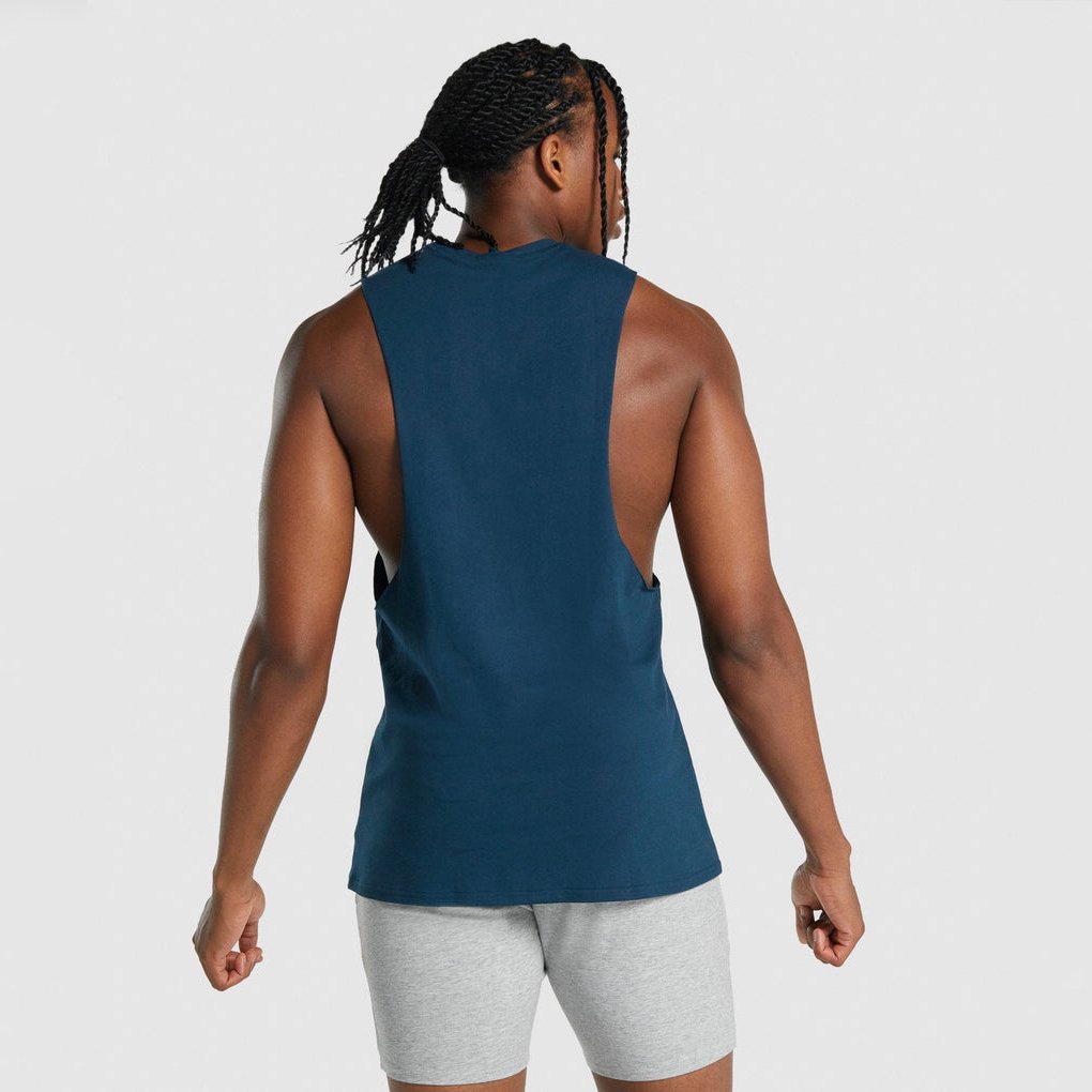 Logo Print Sleeveless Men's T Shirts Dropped Armhole Tank Tops Plain Gym Vests Blank Sport Tank Top Men