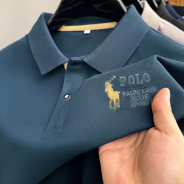 Summer business new T-shirt short sleeve men's polo shirt lapel leisure solid color fashion embroidery T-shirt