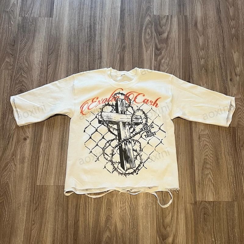 Street wear custom manufacturer cotton t shirt vintage oversized gaphic cropped tshirt double layer long sleeve men's t shirts