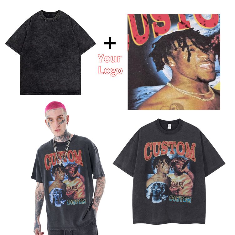 Dtg Print Streetwear Graphic Tees Blank Tshirt Plus Size Men'S Clothing Acid Wash T-Shirt Mens Custom Vintage Oversized T Shirts