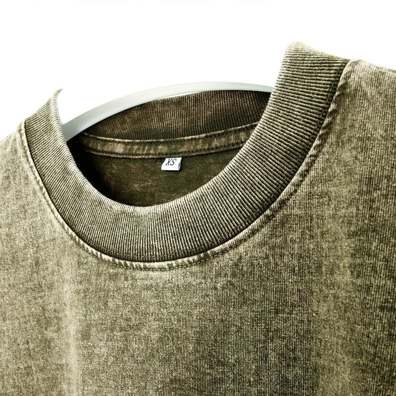 Wholesale Custom High Quality Heavyweight Cotton Acid Washed Drop Shoulder Blank Oversize Men's Street Trend Vintage T Shirt