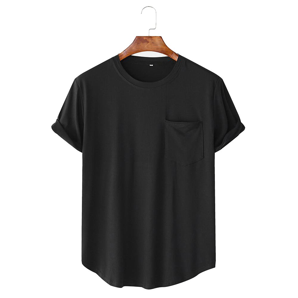 Casual Loose Short Sleeve T-shirt Plain Can Be Customized Chest Pocket Home 100% Cotton Men any Pantone Color or Multi-colors