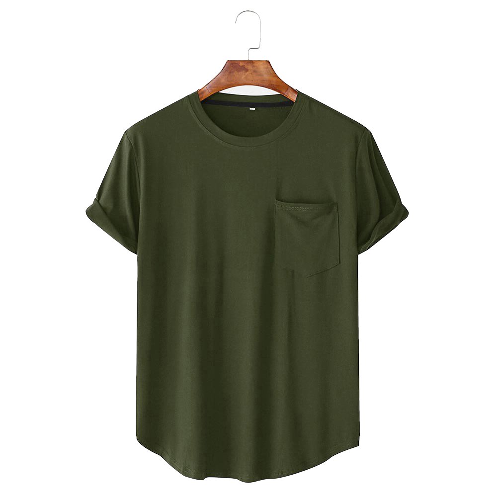 Casual Loose Short Sleeve T-shirt Plain Can Be Customized Chest Pocket Home 100% Cotton Men any Pantone Color or Multi-colors