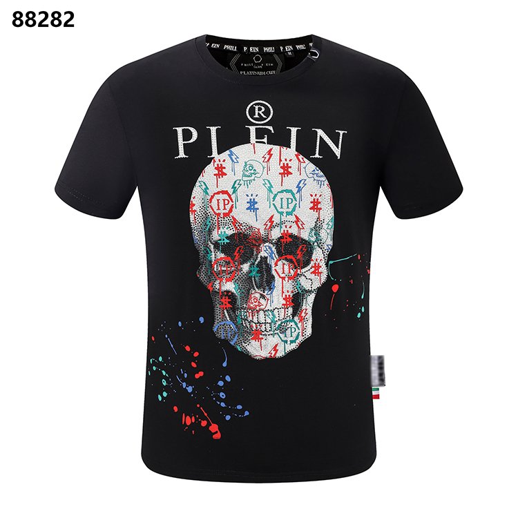 Crew-neck fashion cotton breathable skull style Pressed Drill top PLEIN Men's T-shirt