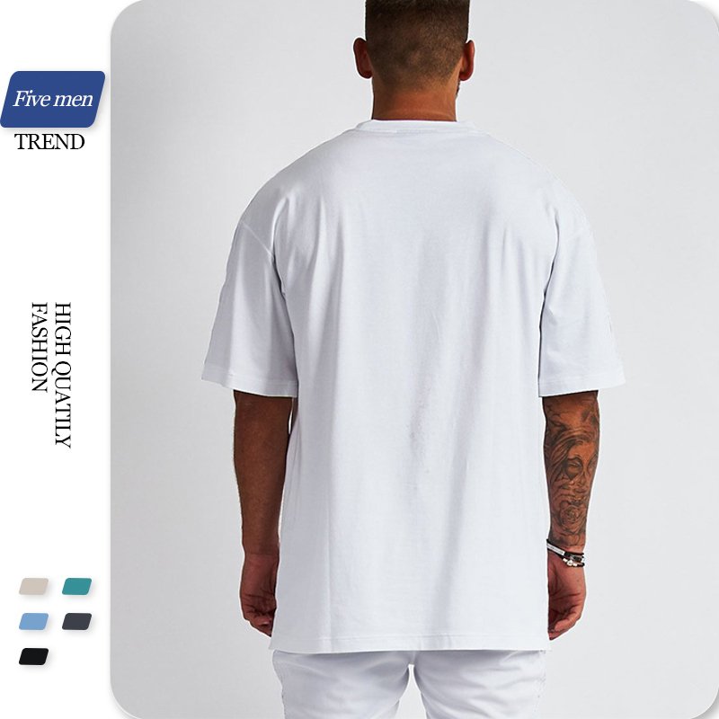 mens blank black white tshirt streetwear boxy heavy cotton tee shirt custom plus size t-shirt of beige