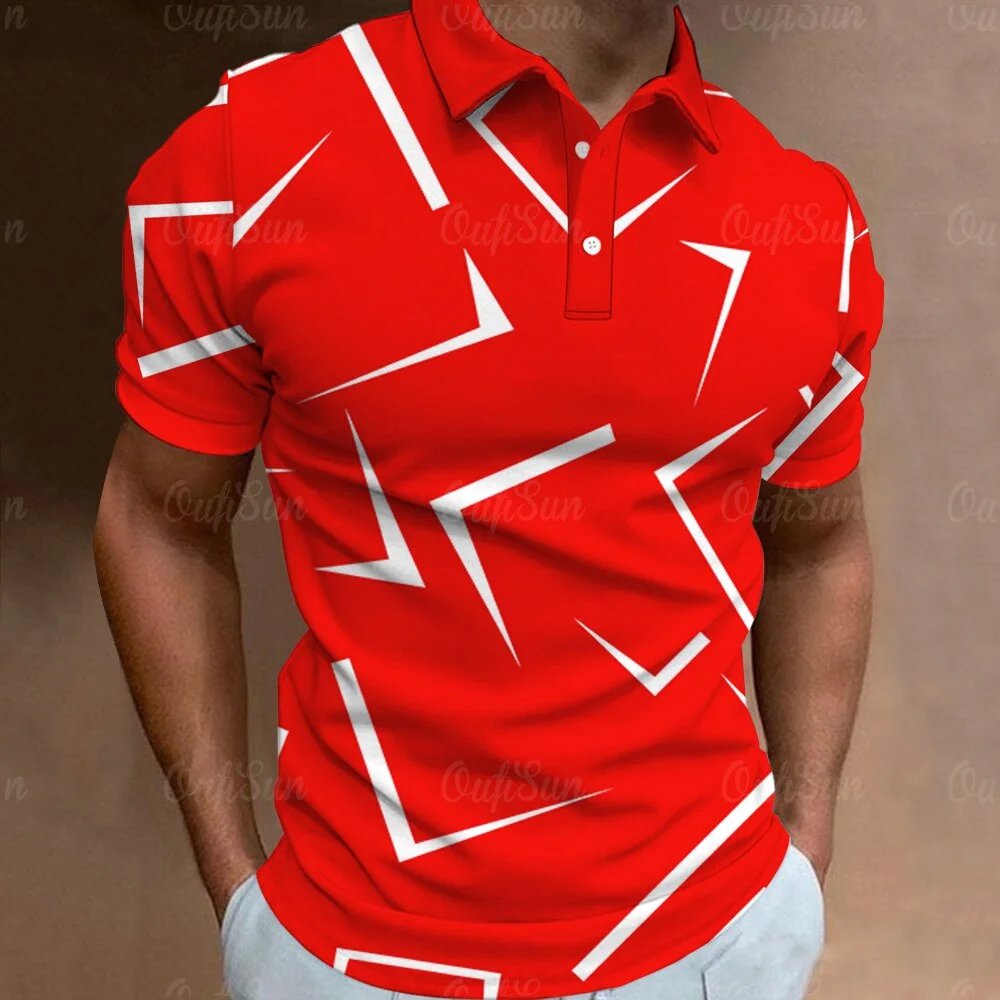 Summer Fashion Striped Men's Polo Shirt Gradient Line Short Sleeve T shirt Casual Daily Golf Shirt Lapel Tops Tees Man Clothing