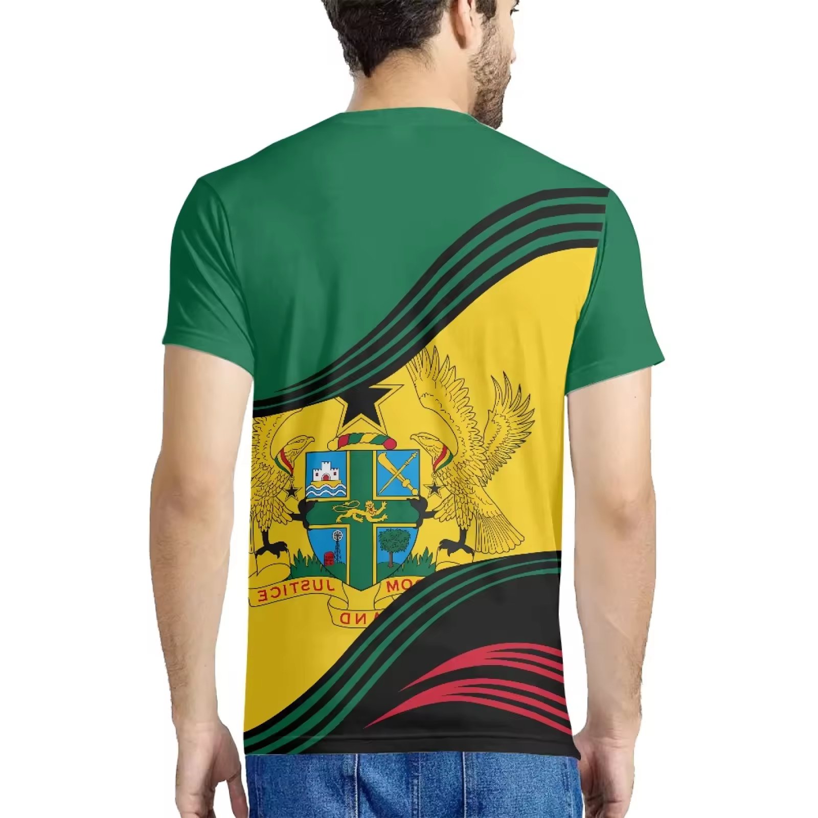 Low MOQ Breathable High Quality Men's T-shirt Ghana Logo Printed Oversized T-shirt Hot Sale Wholesale Casual Shirt