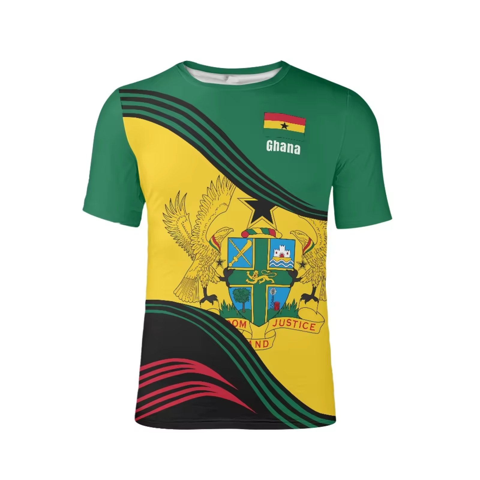 Low MOQ Breathable High Quality Men's T-shirt Ghana Logo Printed Oversized T-shirt Hot Sale Wholesale Casual Shirt