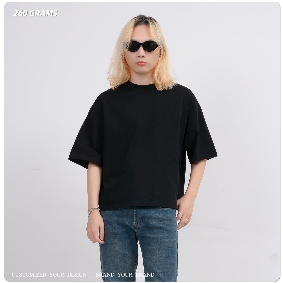 high quality heavyweight distressed men's t-shirts acid wash oversized tshirt custom cropped t shirt men