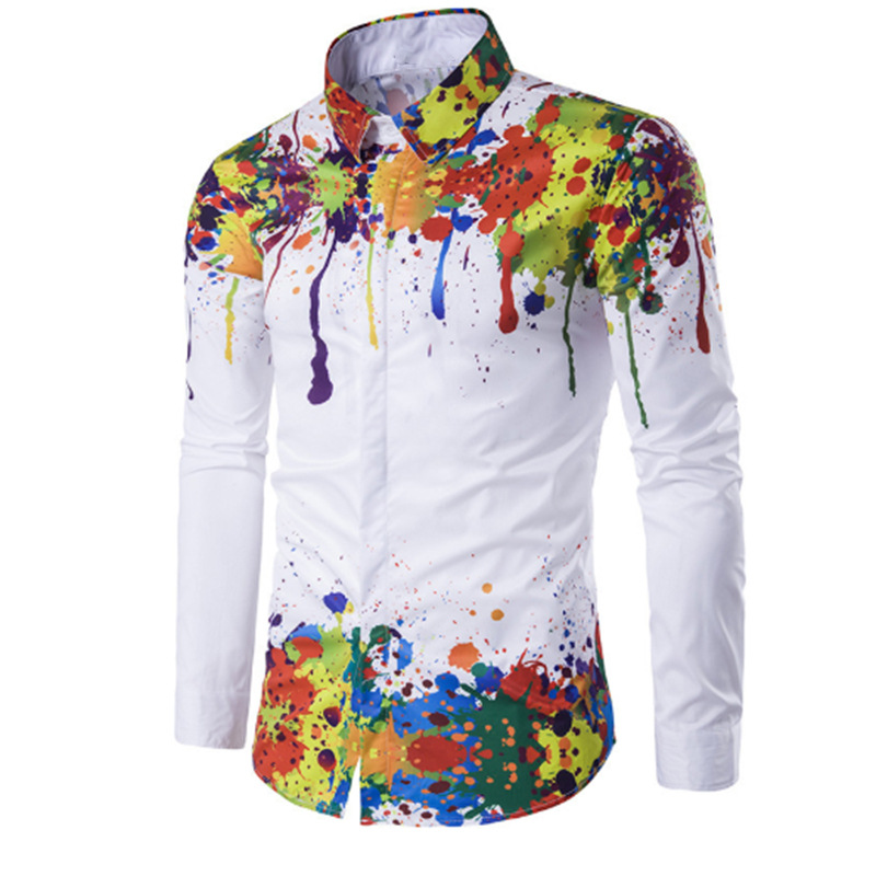 Hot Sell Turn-Down Collar Printed Shirts for Men chemise pour homme Full Sleeve Professional Formal Work Shirt for Men