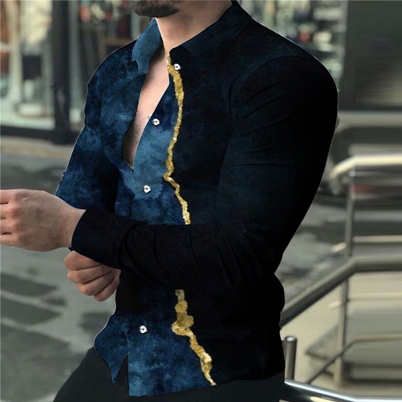 Hot Sell Turn-Down Collar Printed Shirts for Men chemise pour homme Full Sleeve Professional Formal Work Shirt for Men