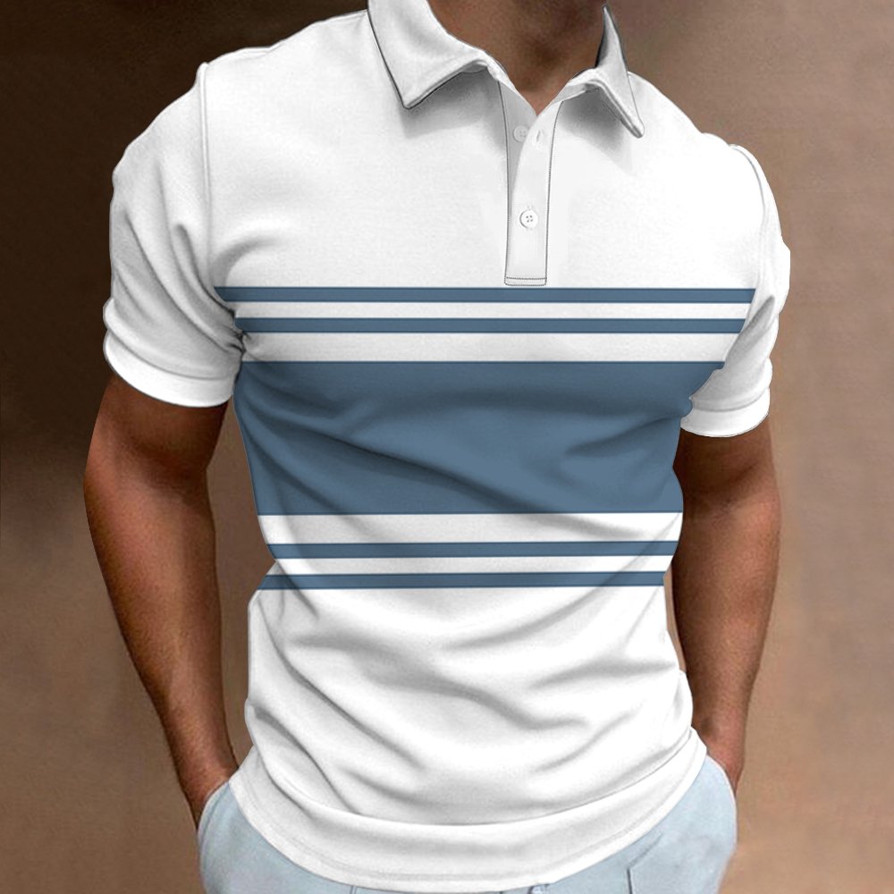New Men'S Polo Shirt Stripe Print Simplemale Clothing Summer Casual Short Sleeve Oversize Shirt Custom Polo shirt
