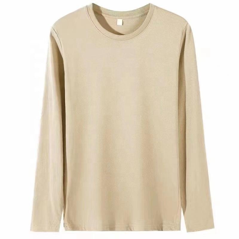 High Quality Basic T Shirt for Men 100% Cotton Plain Black Clothes Fashion Men's Breathable Round Neck Long Sleeve T-shirts