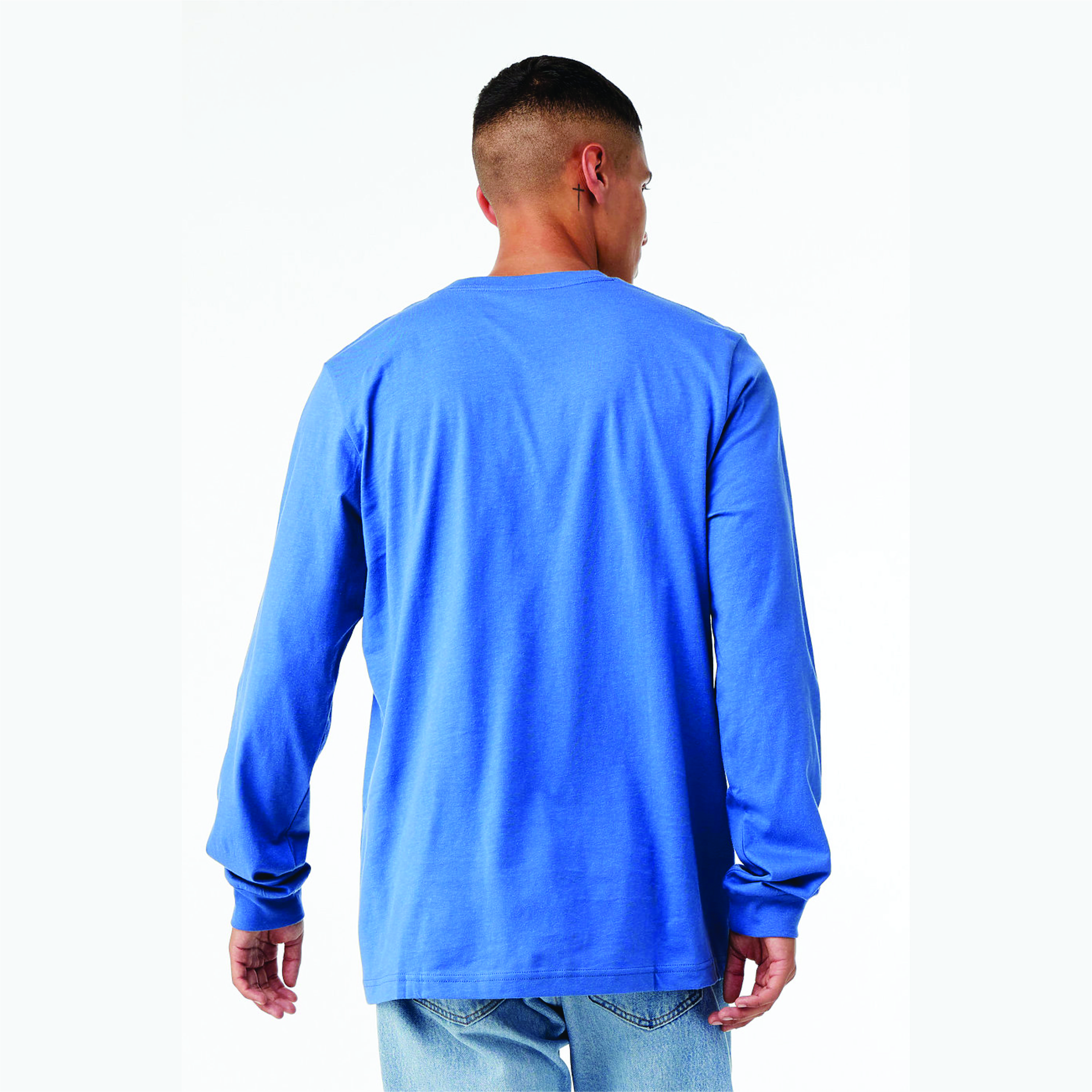 OEM Columbia Blue Unisex Heather CVC Long Sleeve T-Shirt - 52% Airlume Cotton, 48% Poly, 4.2 oz