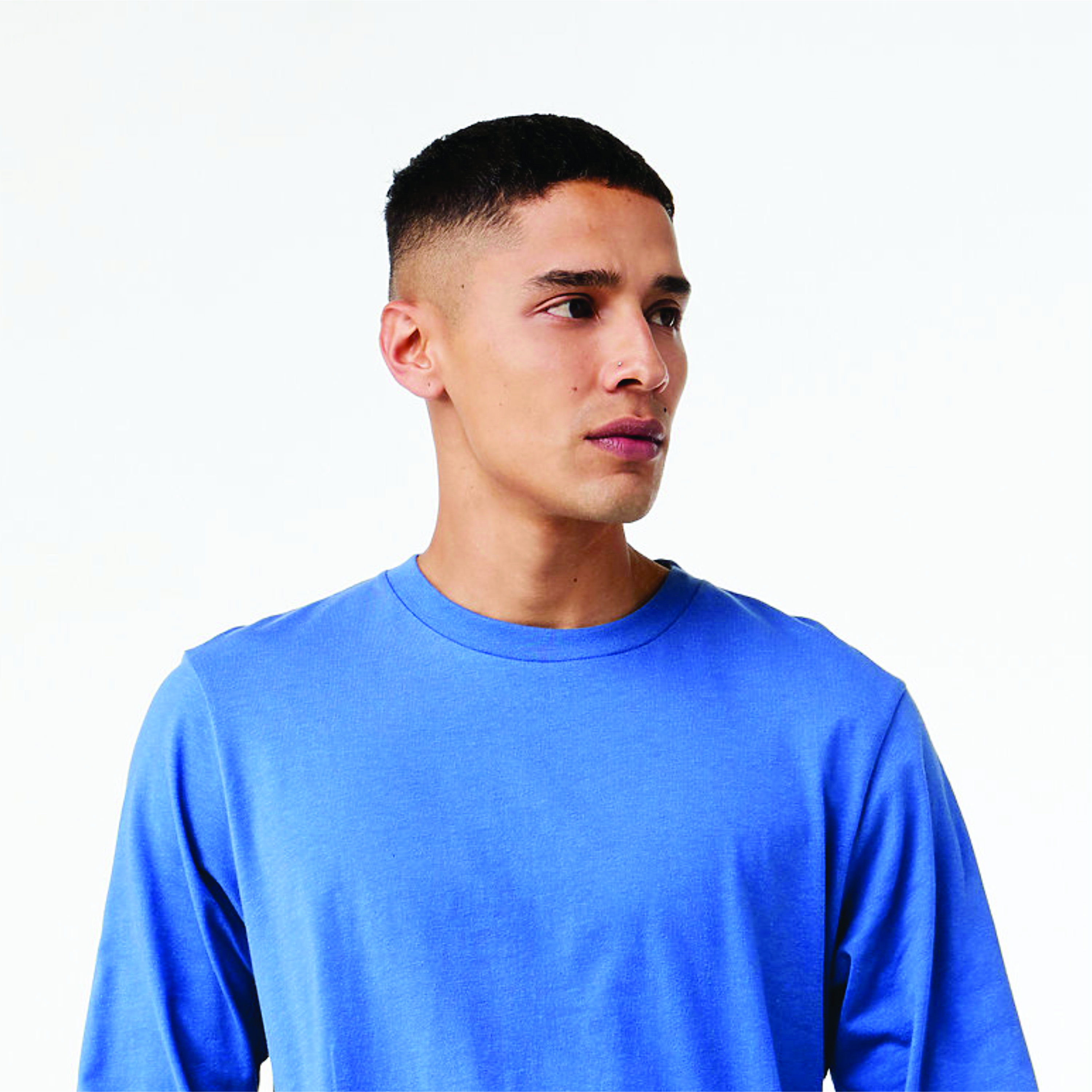 OEM Columbia Blue Unisex Heather CVC Long Sleeve T-Shirt - 52% Airlume Cotton, 48% Poly, 4.2 oz