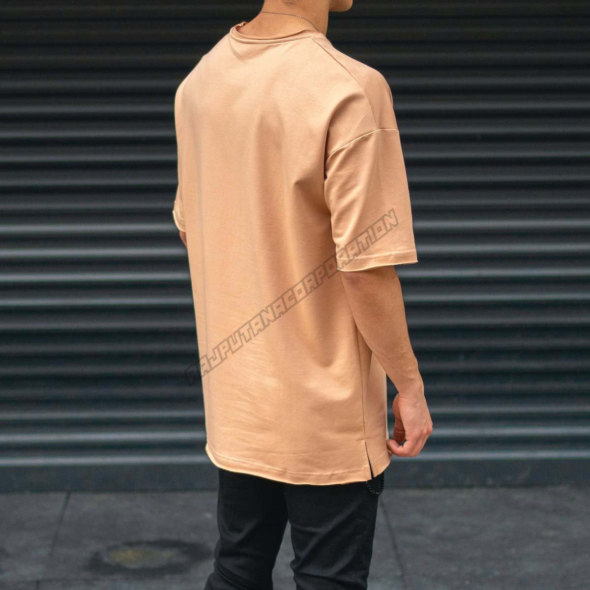 Men's Oversize T-Shirt Beige 100% cotton blank plain men's t-shirts plus size Customized length