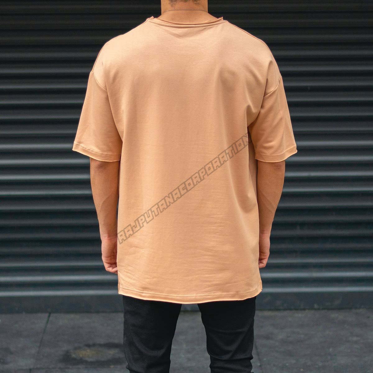 Men's Oversize T-Shirt Beige 100% cotton blank plain men's t-shirts plus size Customized length
