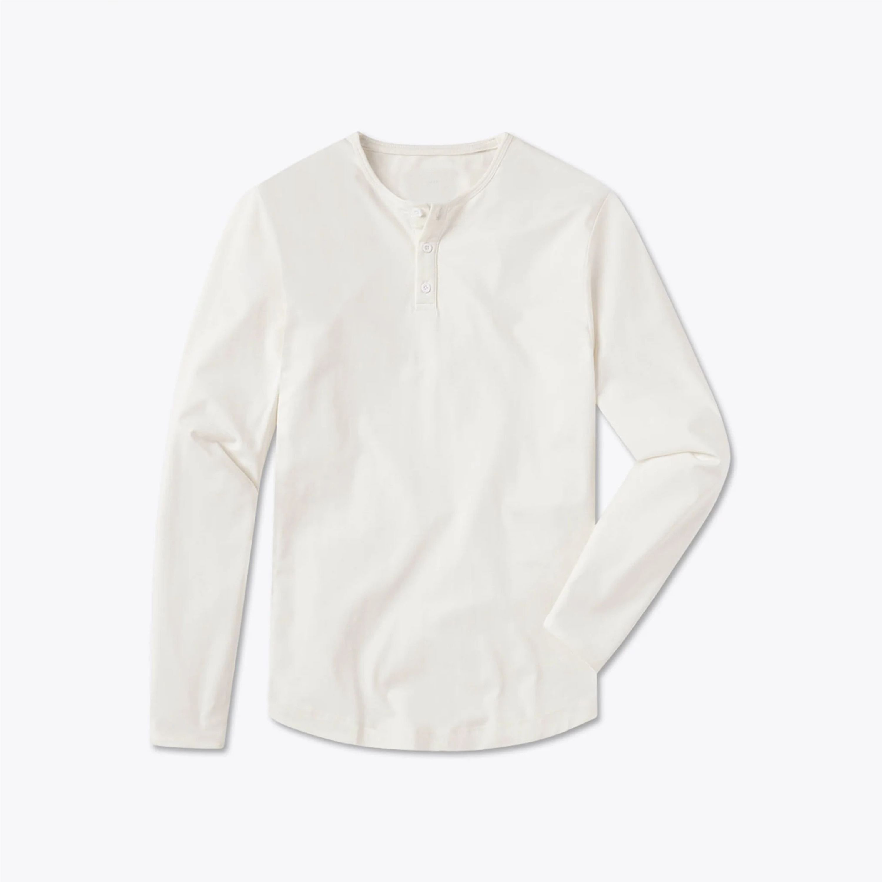 Custom Logo Buttery Soft Henley Shirt - 62% Polyester, 33% Cotton, 5% Spandex, Long Sleeves, Curve Hem, Bone Color