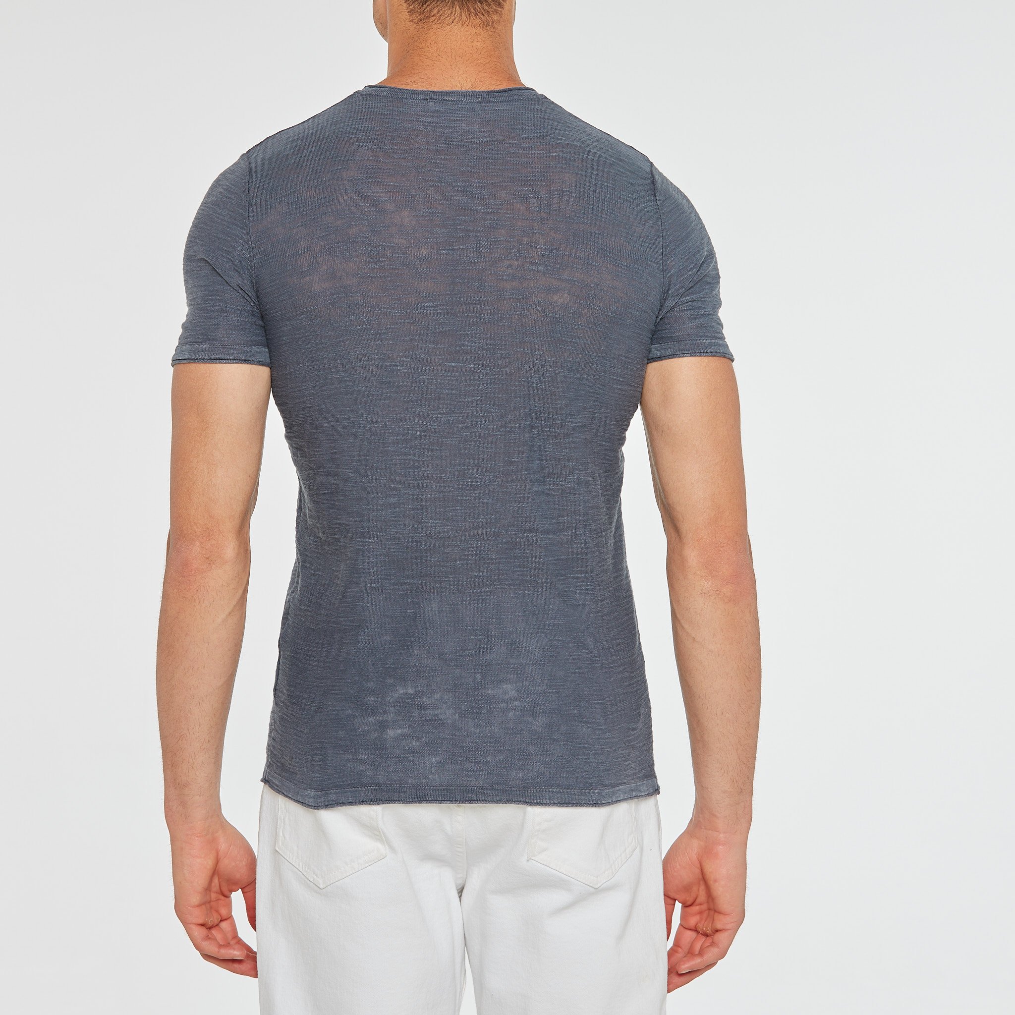 CREW NECK ACID WASH SHORT SLEEVES ITALIAN DESIGN YARN MEN'S T-SHIRT