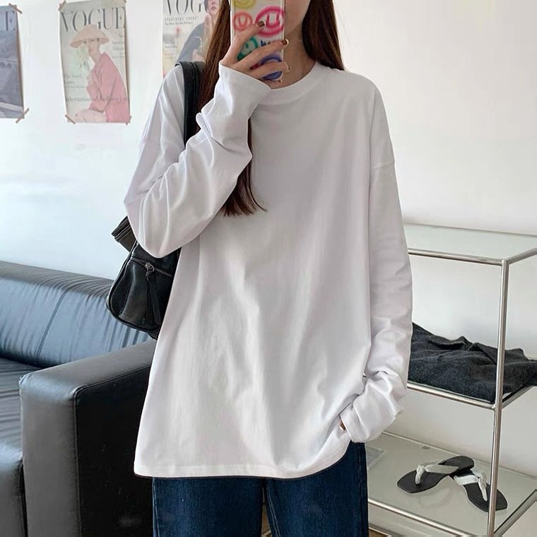 Spring Autumn Fashion Pure Cotton Comfortable Casual Men's Women Long Sleeve T-Shirt