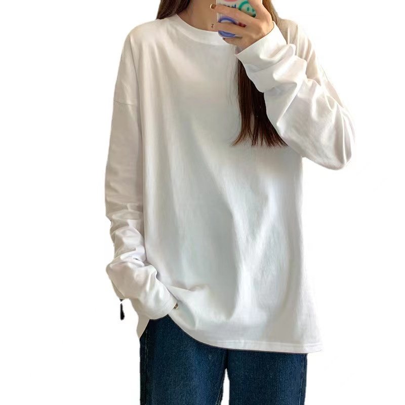 Spring Autumn Fashion Pure Cotton Comfortable Casual Men's Women Long Sleeve T-Shirt
