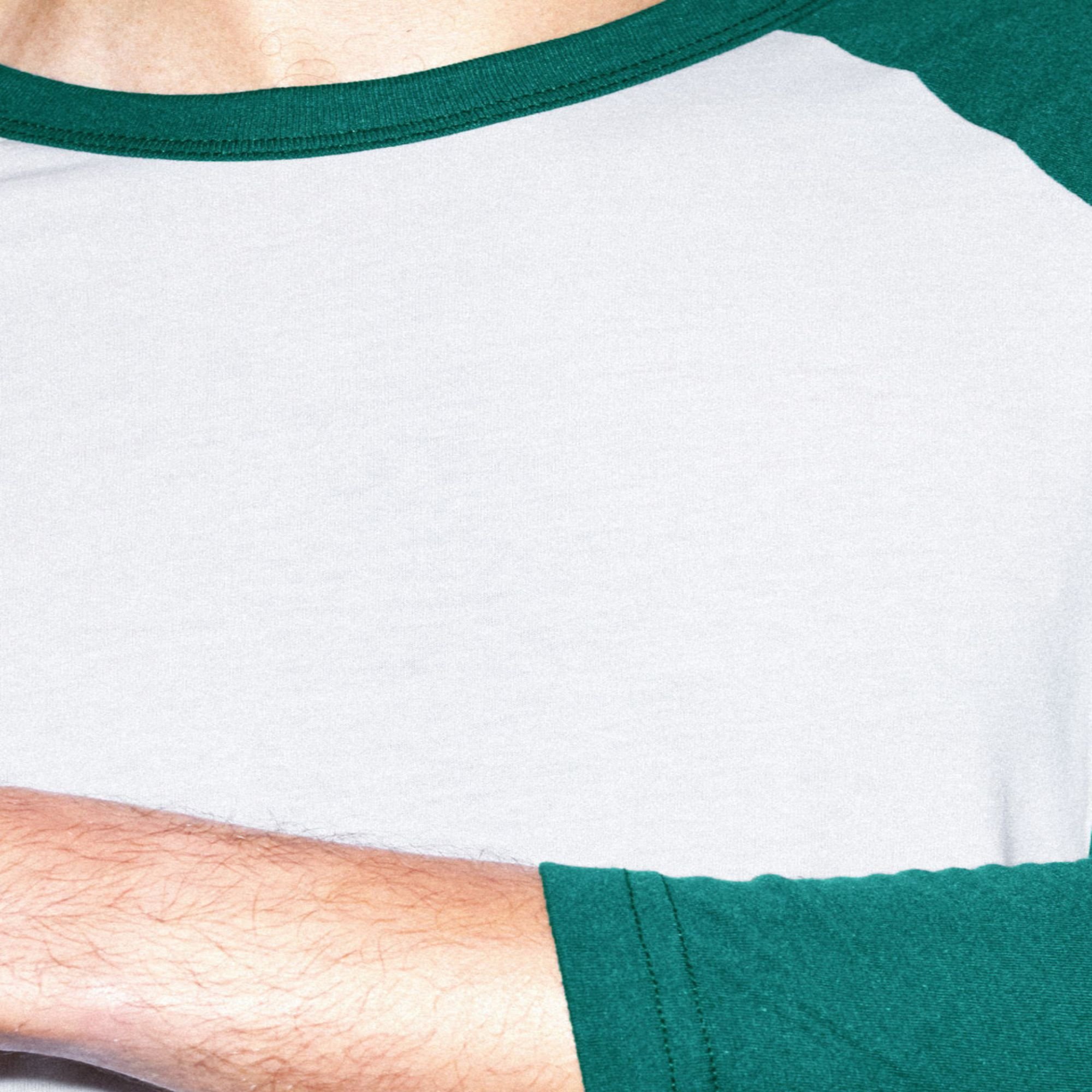 Ultrasoft Slim Fit Lightweight 3/4 Sleeve Baseball Raglan T-Shirt - White & Forest Green, 50/50 Cotton Polyester, 200gsm