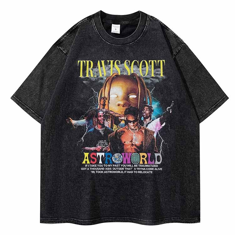 Clothing manufacturer customizes street hip-hop clothing with retro washed thick oversized t-shirts for men's t-shirts